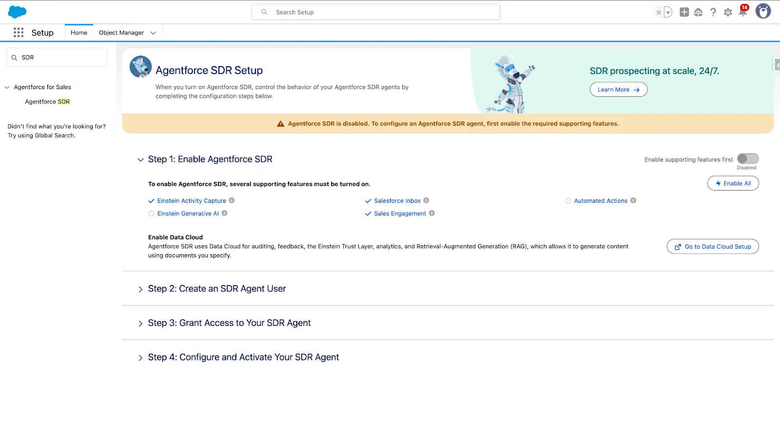 Enable Agentforce SDR