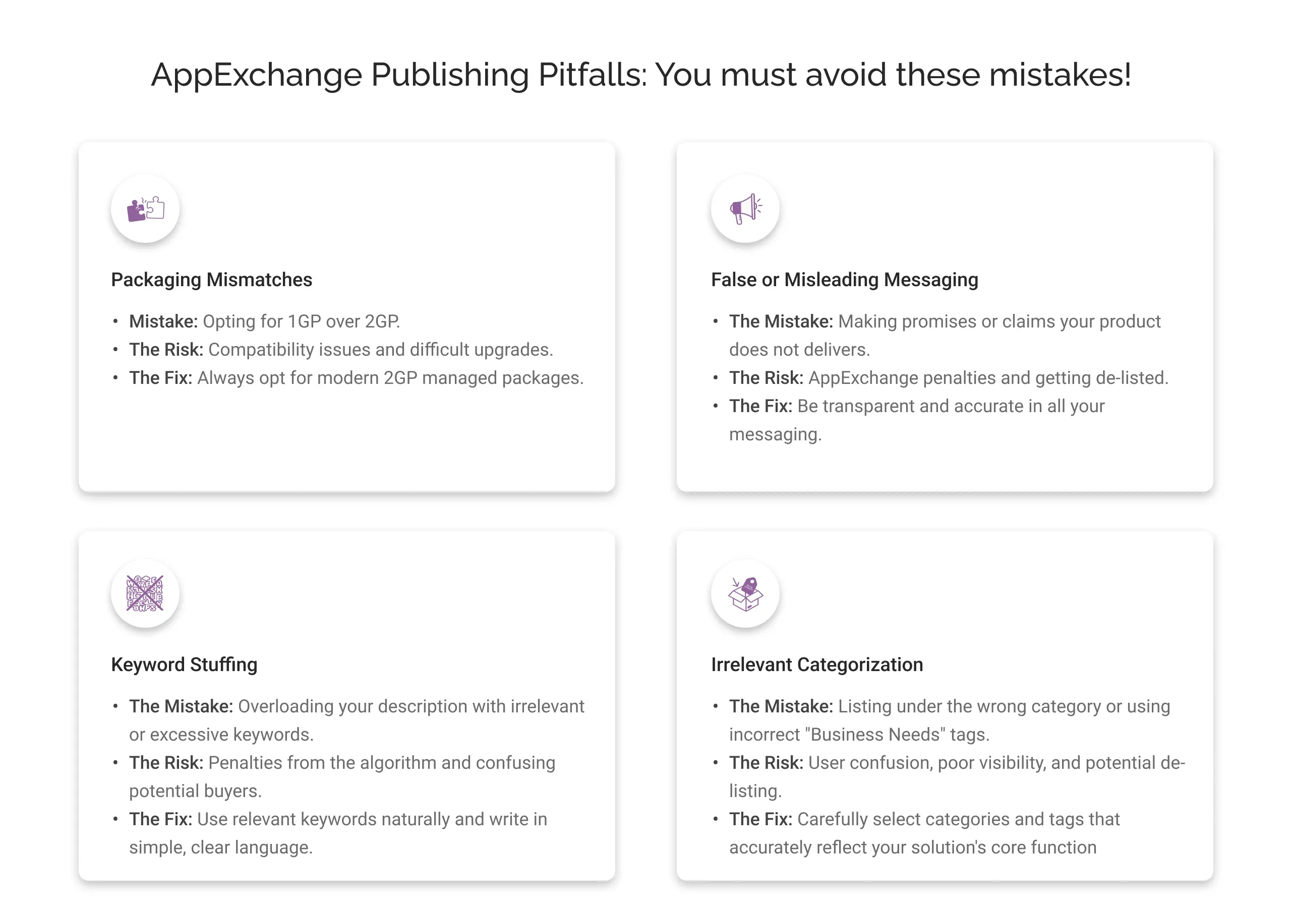 Mistakes to avoid when publishing solutions on AppExchange