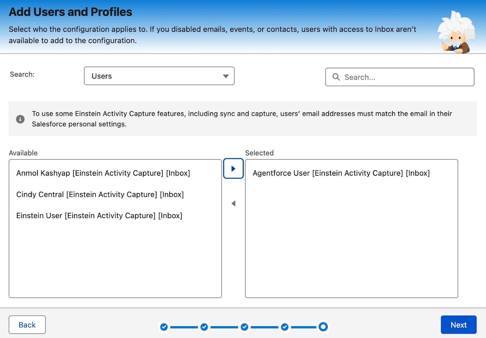 select the Agentforce SDR agent youâve created from the Available list